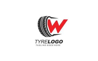 W logo tyre for branding company. wheel template vector illustration for your brand.