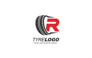 R logo tyre for branding company. wheel template vector illustration for your brand.