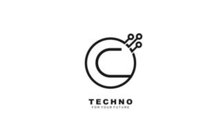 c logo techno para identidad. ilustración de vector de plantilla de carta para su marca