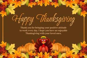 Happy Thanksgiving 2022 greeting background for feed, card, story with maple leave and turkey in hat vector