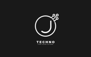 J logo TECHNO for identity. Letter template vector illustration for your brand