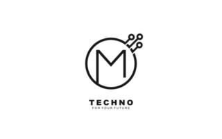 M logo TECHNO for identity. Letter template vector illustration for your brand