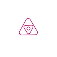 Vector pink contour triangles and circle inside each other. Outline figures on white background. For icon, logo, card.