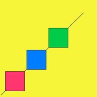 Abstract yellow backgroud with red, green and blue squares and black line. vector