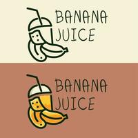 banana juice icon logo, logo for a cafe, or healthy drink vector