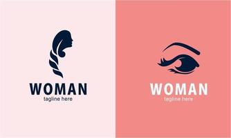 vector de colección de logotipo de cara y belleza de mujer