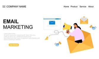 ilustración de la página de destino del concepto de marketing por correo electrónico vector