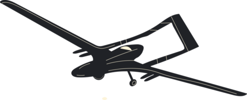 Unmanned aerial vehicle Bayraktar TB2 SIHA silhouette vector .  drawing of unmanned combat aerial vehicle. Side view. Image for illustration and infographics. png