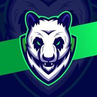 aggressive panda head mascot character esport logo design for game and sport illustration logo vector