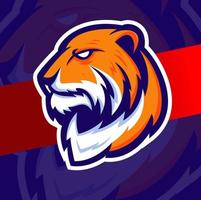 tiger head mascot logo esport design character for illustration, tattoo sport and gaming logo vector