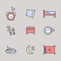 iconos delineados sobre dormir vector