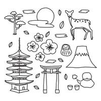 Doodled Japan Related Drawings vector