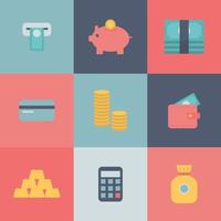 Colorfur Squared Money Icons vector
