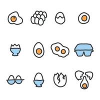 iconos de huevo de colores delineados vector
