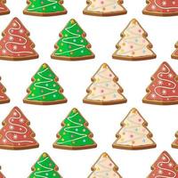 Seamless pattern of gingerbread Christmas trees.Flat vector illustration.