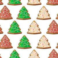 Seamless pattern of gingerbread Christmas trees.Flat vector illustration.