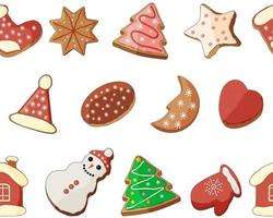 Seamless pattern with different types of Christmas dessert. Endless pattern for your Christmas design, greeting cards, posters, wrapping paper. vector