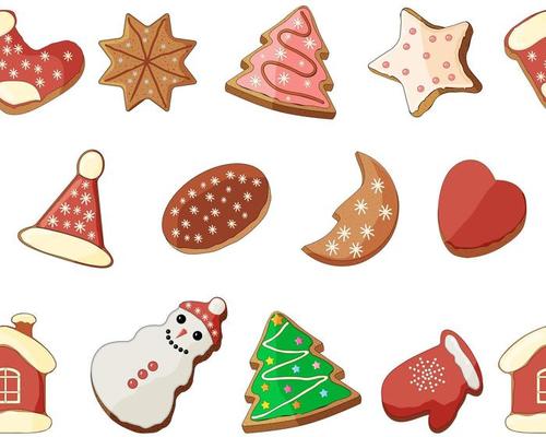 Seamless pattern with different types of Christmas dessert. Endless pattern for your Christmas design, greeting cards, posters, wrapping paper.