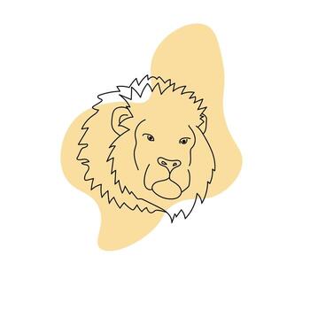 arte de línea de león en un lugar abstracto, retrato de un felino depredador con una melena grande vector