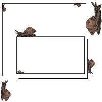 rectangular thin frame for an inscription with brown snails crawling around, vector illustration on a zoological theme