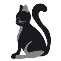 gato de estilo plano, vista lateral de color gris mascota para el diseño vector