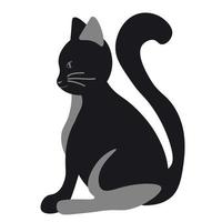 Cat in flat style, pet gray color side view for design vector