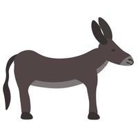 burro de estilo plano, mascota de pezuña gris con orejas grandes para el diseño vector