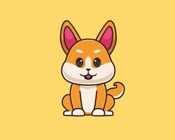 shiba inu sitting cartoon illustration vector