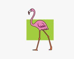 flamingo walking cartoon illustration vector