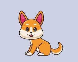 shiba inu sitting cartoon illustration vector