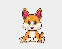 shiba inu sitting cartoon illustration vector