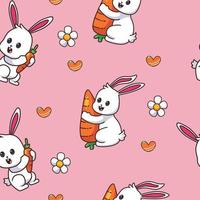 seamless pattern rabbit with a carrot vector