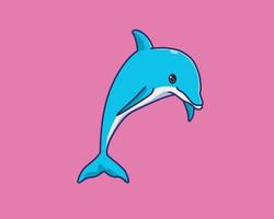 cute dolphin jumping cartoon illustration vector