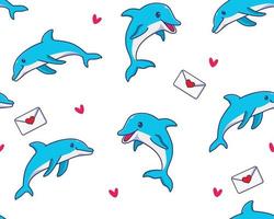 fondo de ilustración de delfines de patrones sin fisuras vector