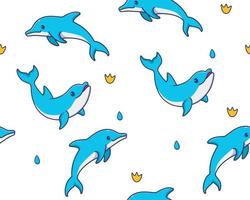 seamless pattern dolphin illustration background vector