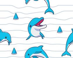 fondo de ilustración de delfines de patrones sin fisuras vector