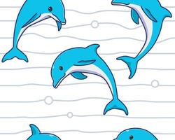 seamless pattern dolphin illustration background vector