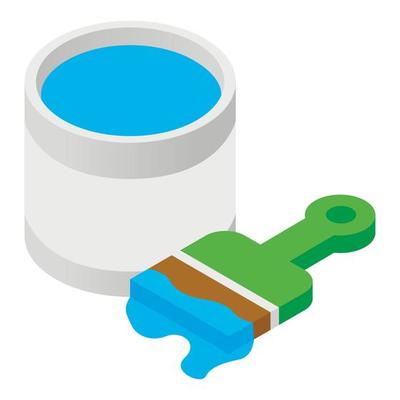 Paint and paint brush isometric 3d icon