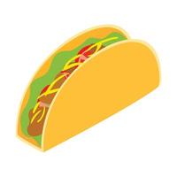 icono 3d isométrico del taco mexicano vector