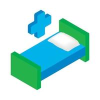 Hospital bed and cross isometric 3d icon vector