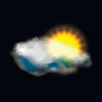 icono del tiempo sol y nube vector