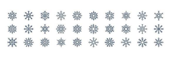 Collection of icons related to Snowflakes, including icons like cold, snow, winter and more. vector illustrations, Pixel Perfect set