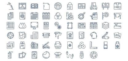 Collection of icons related to Printing and binding, including icons like Art board, 3d Printer, Badges, Banner and more. vector illustrations, Pixel Perfect set