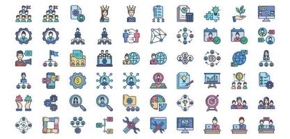 Collection of icons related to Project work, including icons like Achievement, Employee, Briefing, Business and finance and more. vector illustrations, Pixel Perfect set