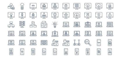 Collection of icons related to Software Development, including icons like Cloud Storage, Computer, Mobile, web and more. vector illustrations, Pixel Perfect set