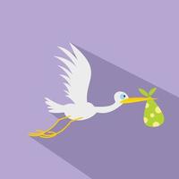 Stork baby flat icon vector