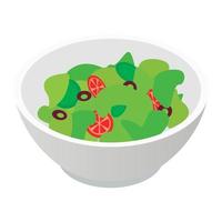 Bowl of salad isometric 3d icon vector