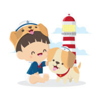The character of a child and puppy png