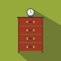 Dresser with a clock flat icon vector