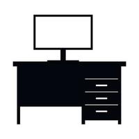 Computer desk simple icon vector